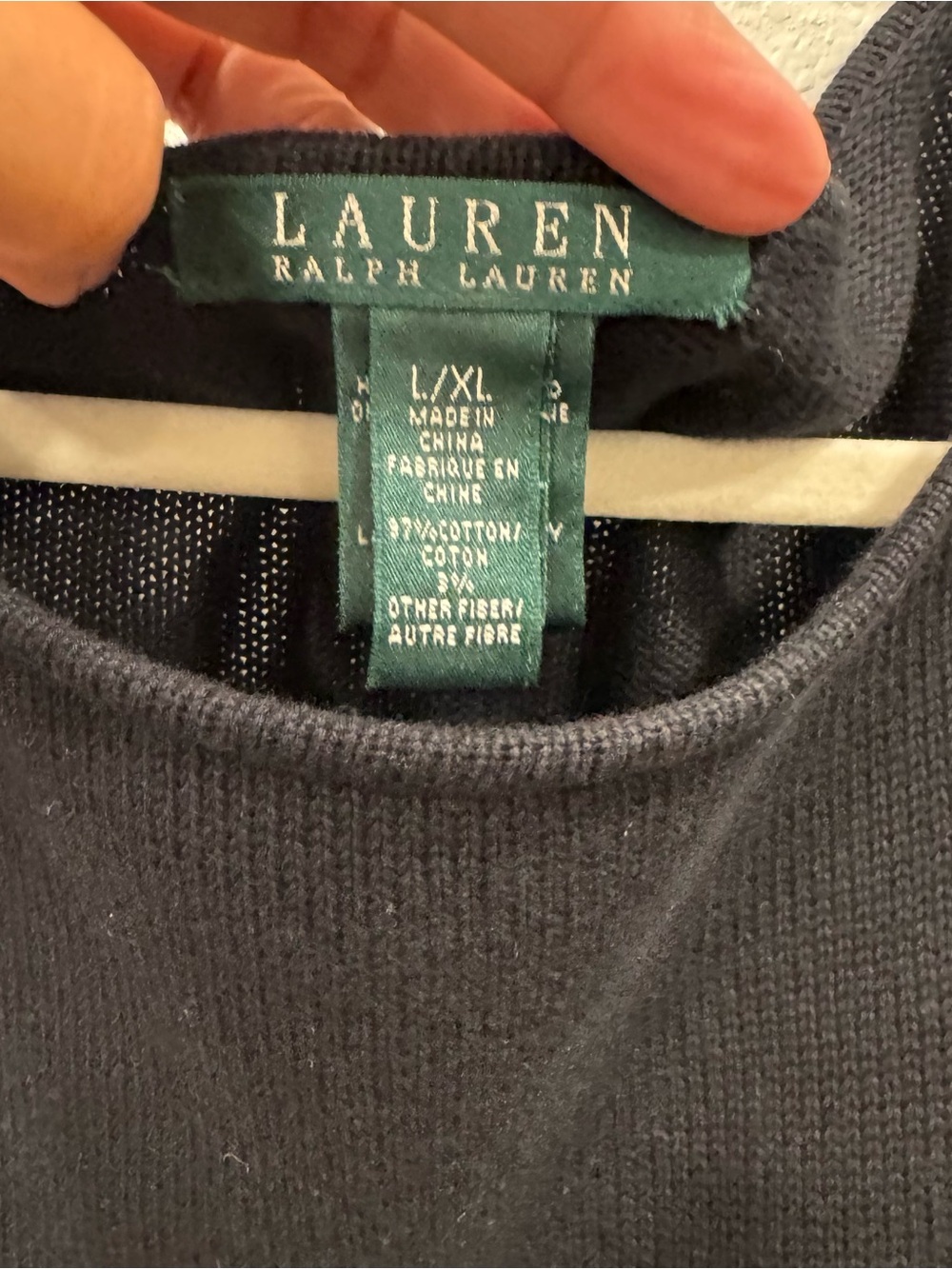 Lauren Ralph Lauren Southwestern Geometric Cotton Knit Poncho Black L/XL - Picture 3 of 8